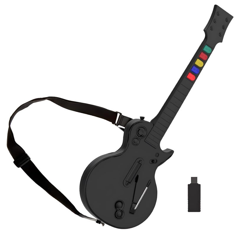 DOYO Wireless Controller for PC and PS3 - Guitar Hero 3/4/5 and Rock Band 1/2 Games - Guitar with Strap (5 Keys/Black) - Image 1